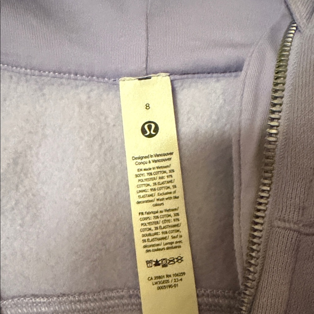 Lululemon Lavender Zip-Up Jacket